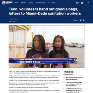Zoes Dolls give goodies bags to sanitation workers